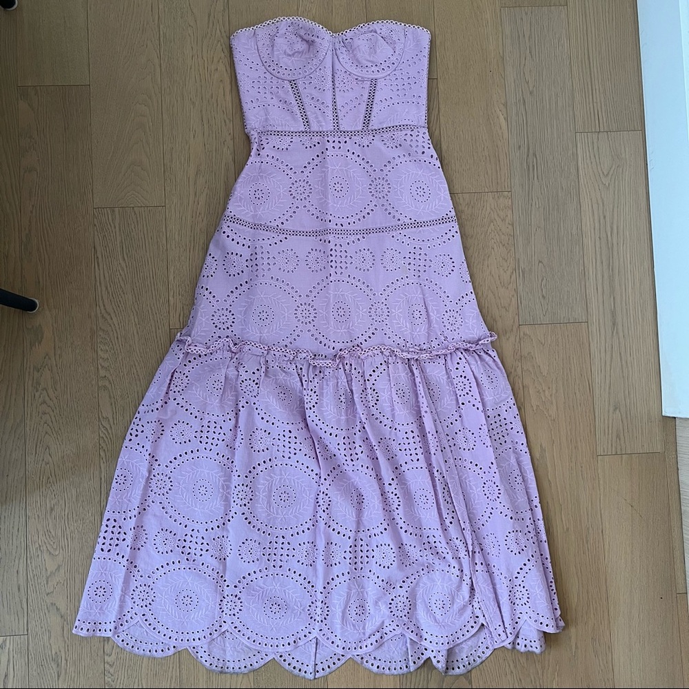 Jonathan Simkhai Purple Juliette Bustier Strapless Dress, size 2